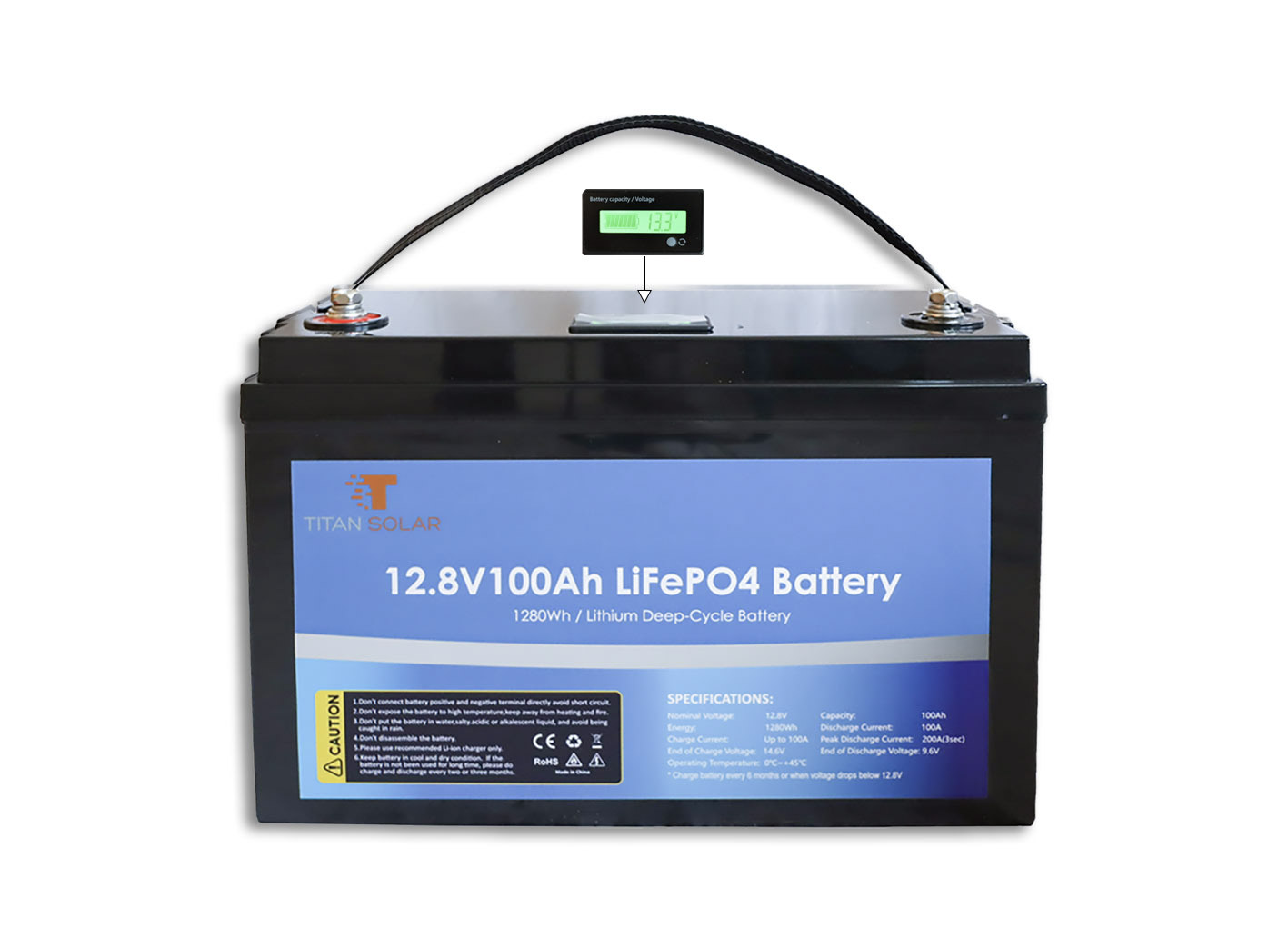 Titan Solar 12.8V 100Ah LiFePO4 Batterie